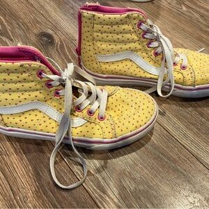 Vans Yellow and Pink High-Top Sneakers